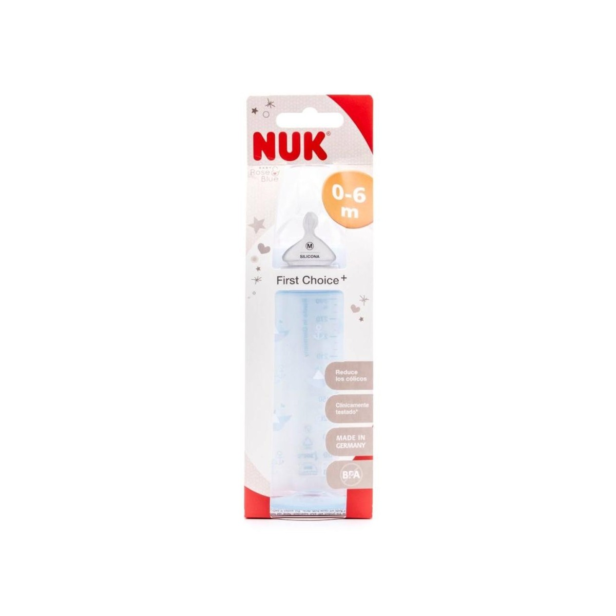 nuk biberon azul silicona 0 6m 300 ml