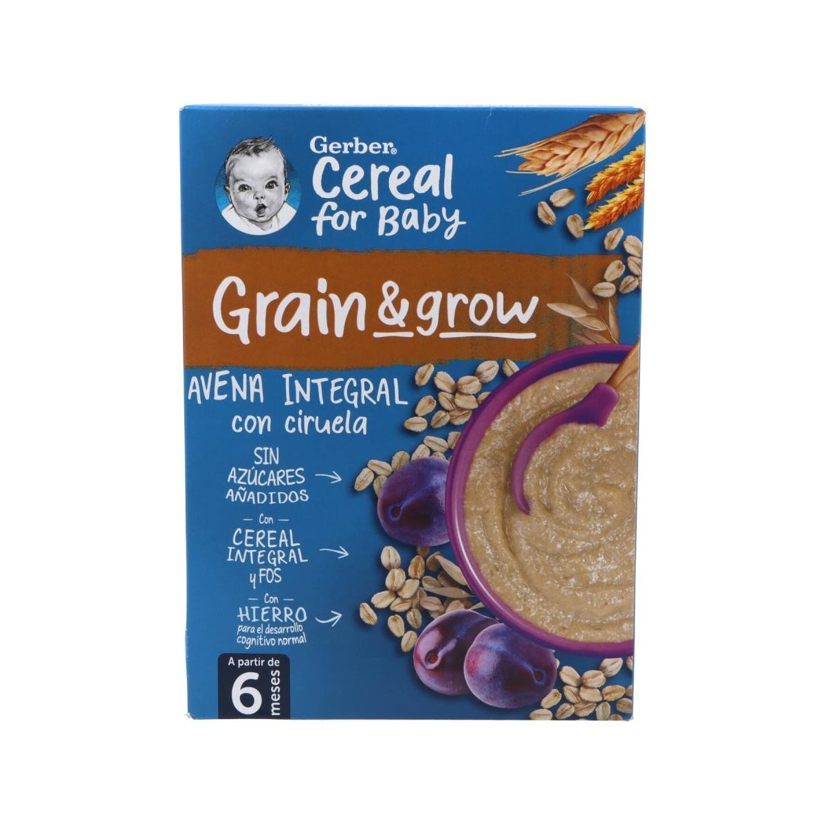 gerber avena con ciruela 1 estuche 250 g