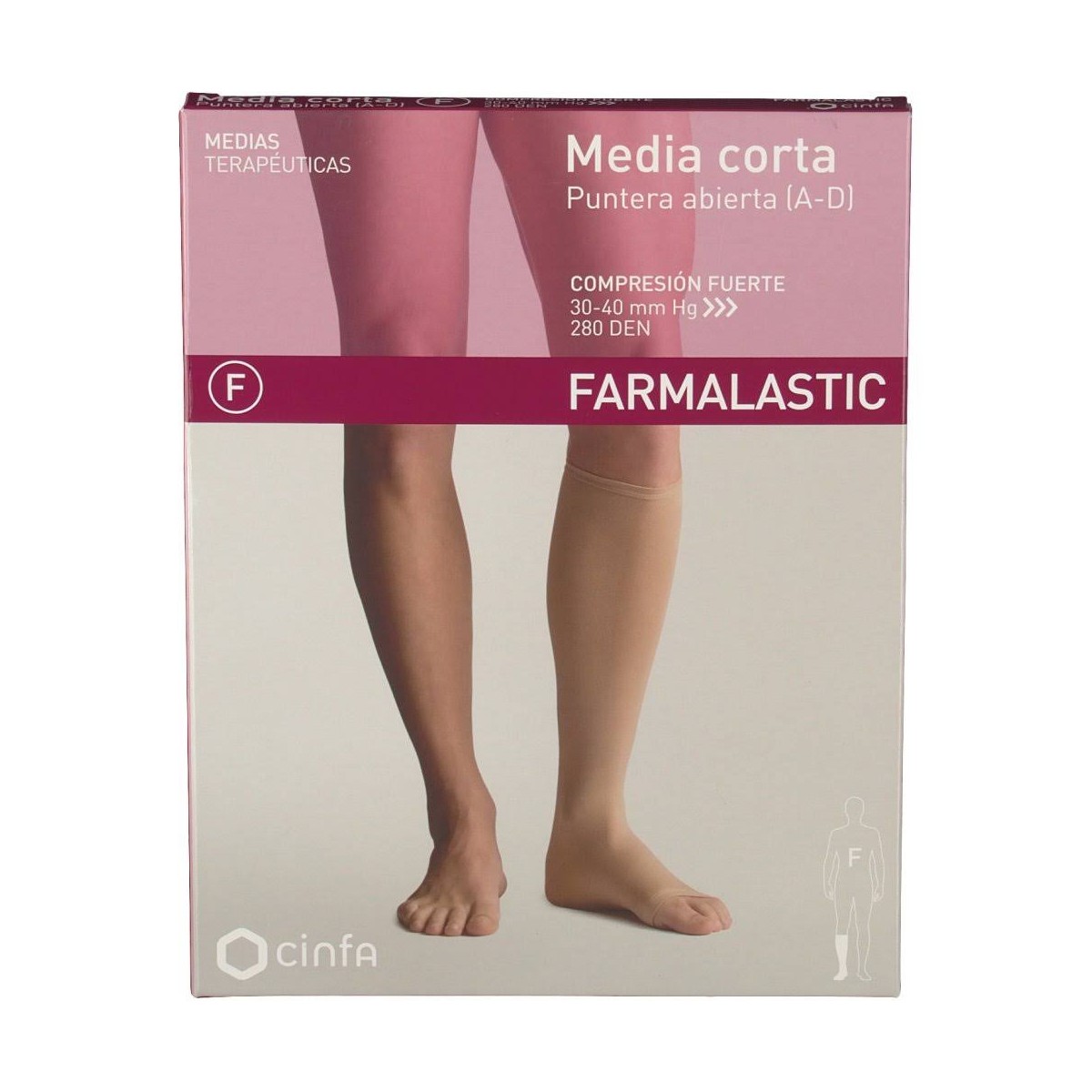 farmalastic media corta compresion fuerte puntera abierta t grande